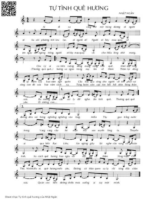 Sheet PDF of Tự tình quê hương