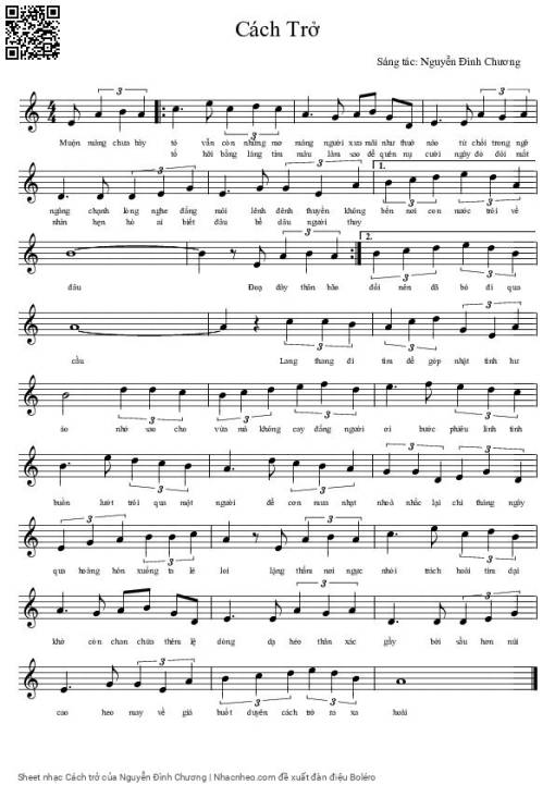 Sheet PDF of Cách trở - Nguyễn Đình Chương