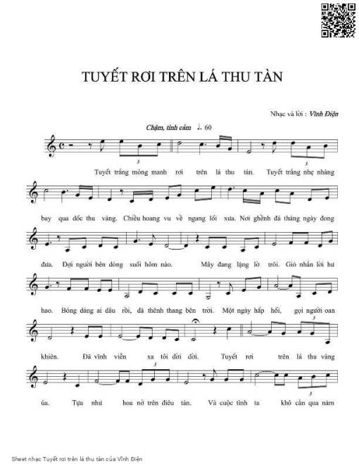 Sheet PDF of Tuyết rơi trên lá thu tàn