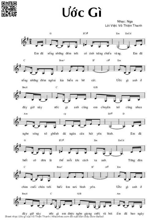 Sheet PDF of Ước gì - Võ Thiện Thanh