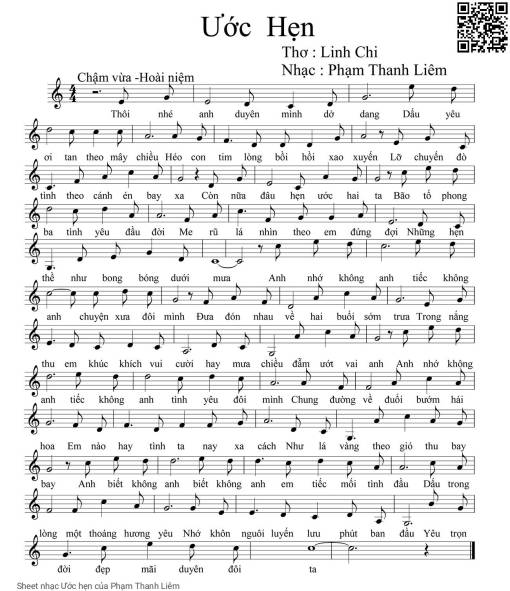 Sheet PDF of Ước hẹn - Phạm Thanh Liêm