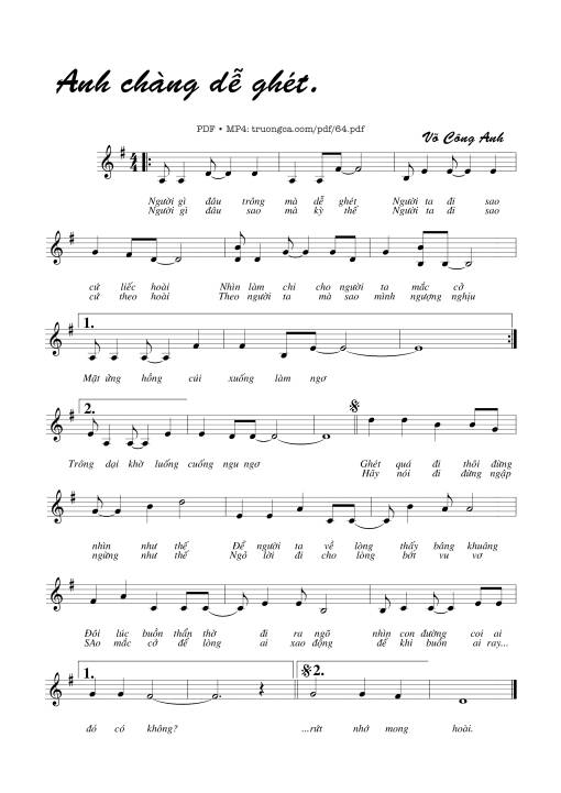 Sheet PDF of Anh chàng dễ ghét