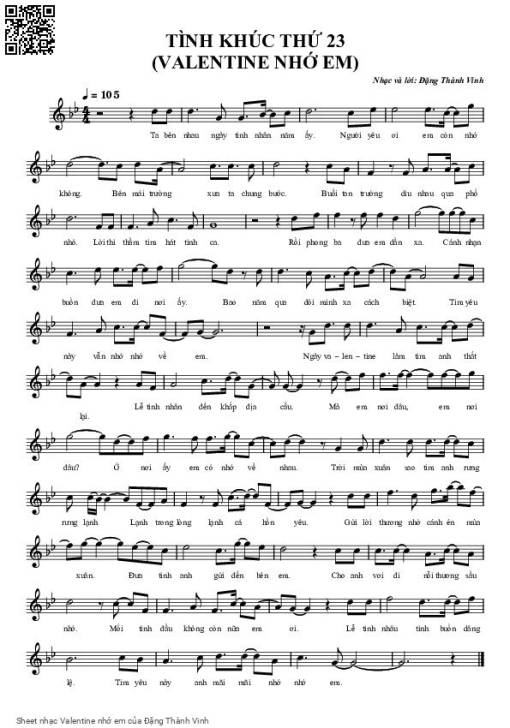 Sheet PDF of Valentine nhớ em