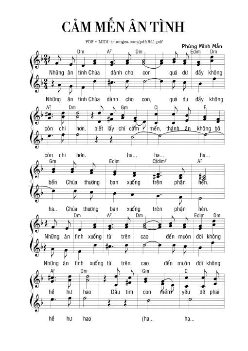 Sheet PDF of Cảm mến ân tình