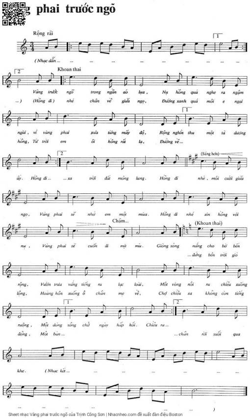 Sheet PDF of Vàng phai trước ngõ