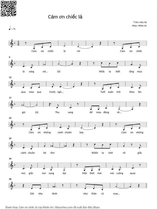 Sheet PDF of Cảm ơn chiếc lá