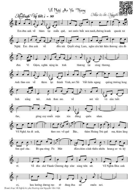 Sheet PDF of Về Nghệ An yêu thương