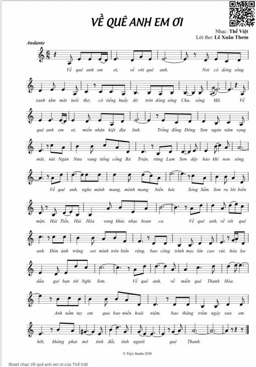 Sheet PDF of Về quê anh em ơi