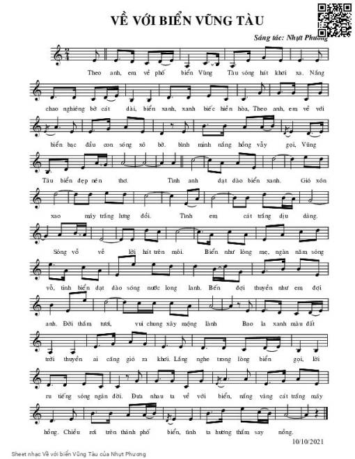 Sheet PDF of Về với biển Vũng Tàu