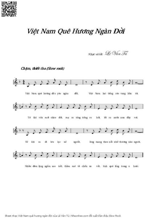 Sheet PDF of Việt Nam quê hương ngàn đời