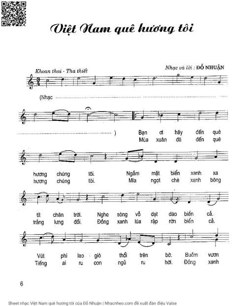 Sheet PDF of Việt Nam quê hương tôi