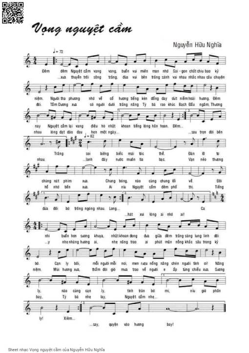 Sheet PDF of Vọng nguyệt cầm