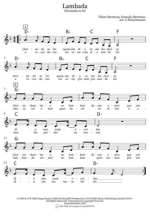 Sheet PDF of Vũ điệu tình nồng (lambada)