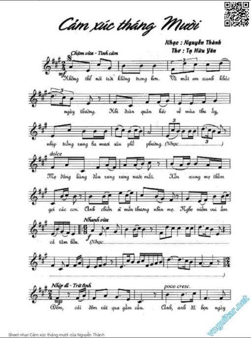 Sheet PDF of Cảm xúc tháng mười