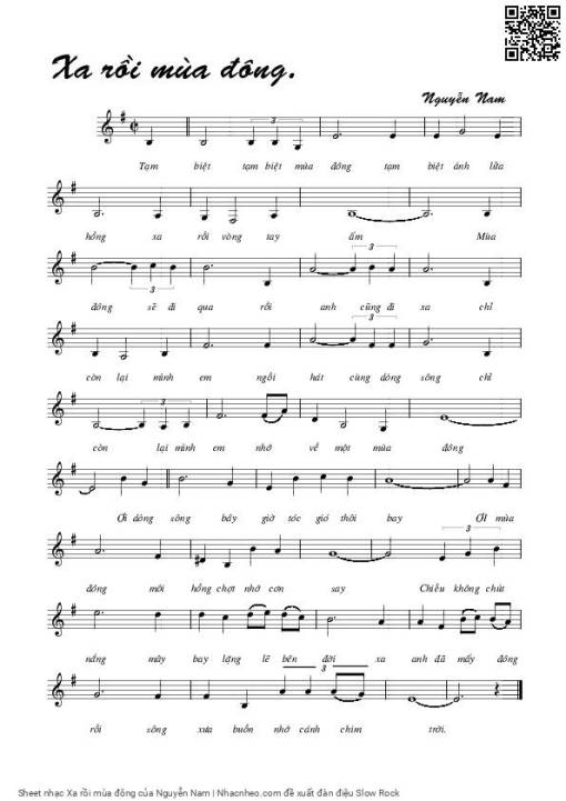 Sheet PDF of Xa rồi mùa đông