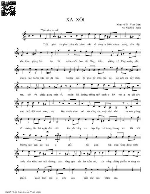 Sheet PDF of Xa xôi - Vĩnh Điện