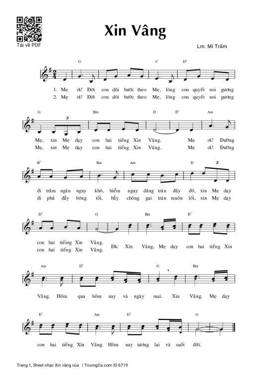 Xin vâng - Lm. Mi Trầm