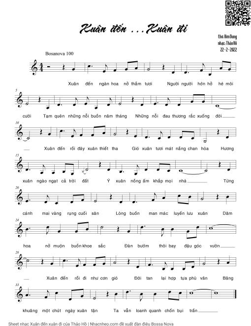 Sheet PDF of Xuân đến xuân đi