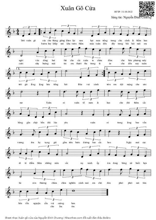 Sheet PDF of Xuân gõ cửa