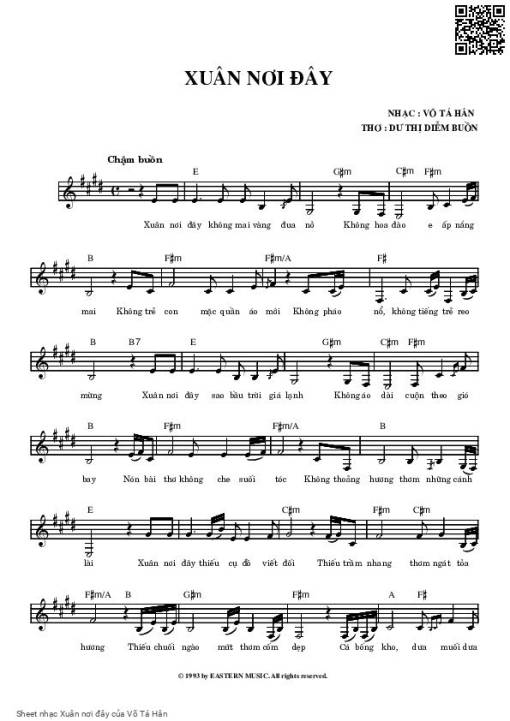 Sheet PDF of Xuân nơi đây
