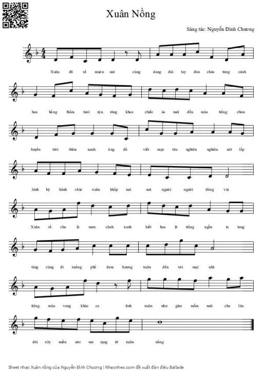 Sheet PDF of Xuân nồng - Nguyễn Đình Chương