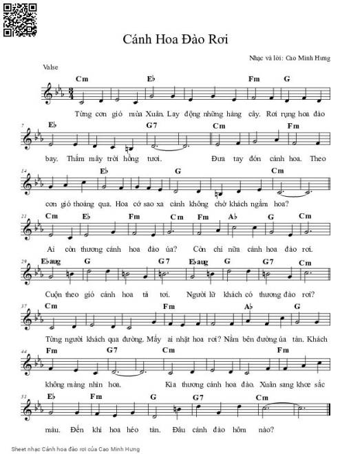 Sheet PDF of Cánh hoa đào rơi