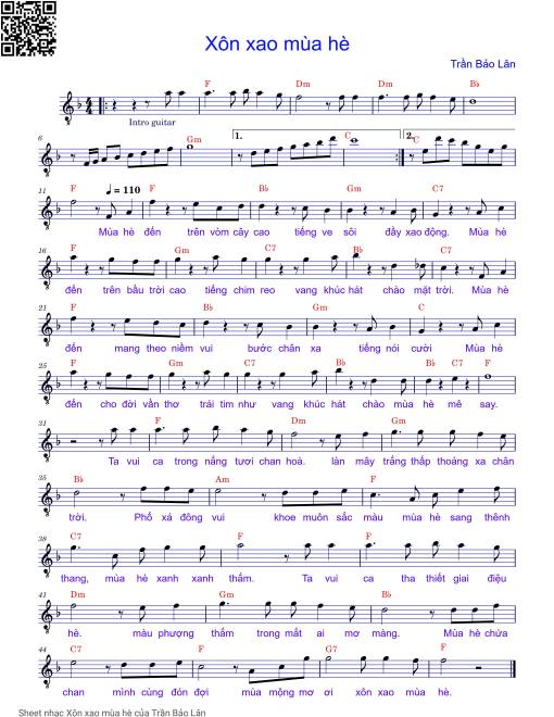 Sheet PDF of Xôn xao mùa hè