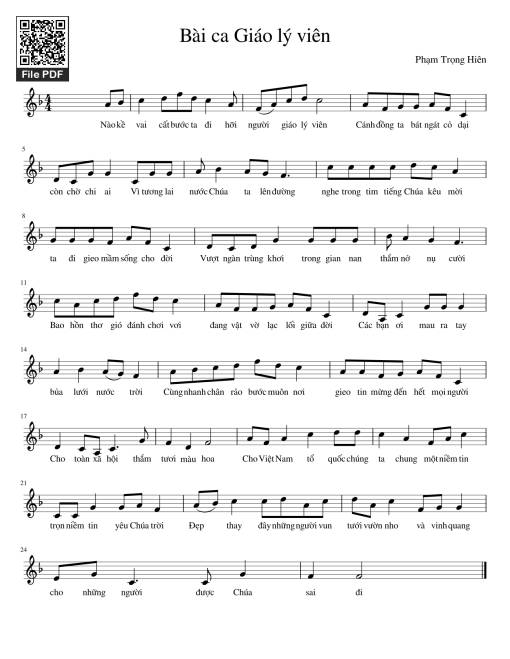 Sheet PDF of Bài ca Giáo Lý Viên