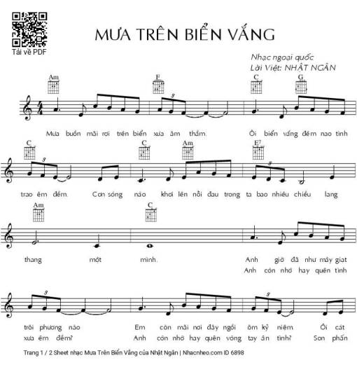 Sheet PDF of Mưa Trên Biển Vắng