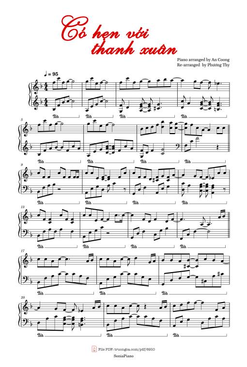 Sheet PDF of Có hẹn với thanh xuân sheet Piano