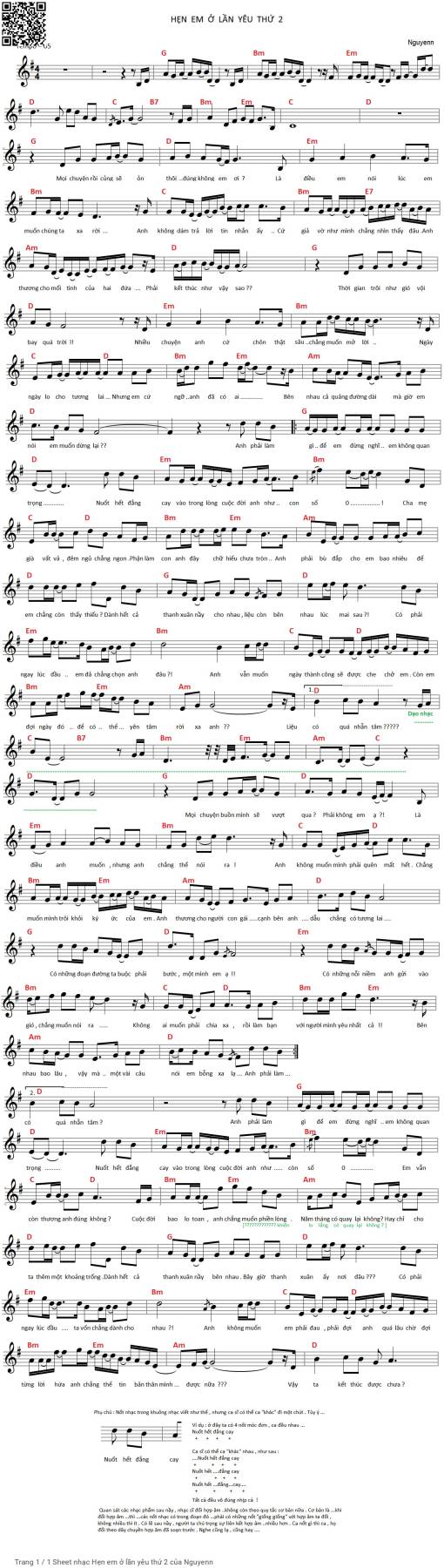 Sheet PDF of Hẹn em ở lần yêu thứ 2