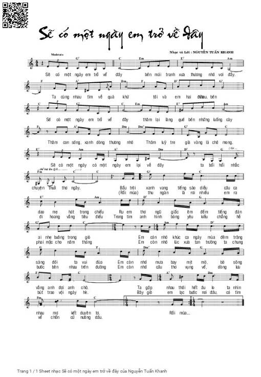 Sheet PDF of Sẽ có một ngày em trở về đây