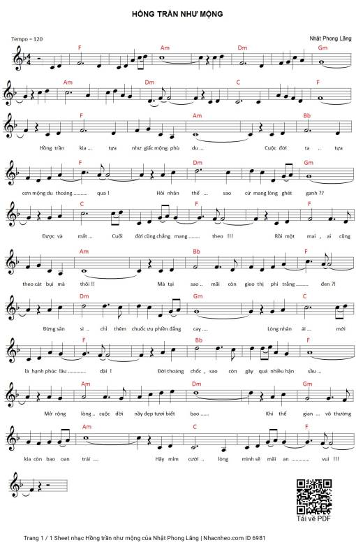 Sheet PDF of Hồng trần như mộng