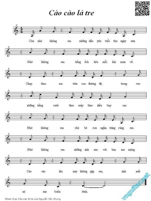 Sheet PDF of Cào cào lá tre