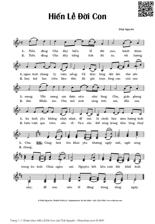 Sheet PDF of Hiến Lễ đời Con