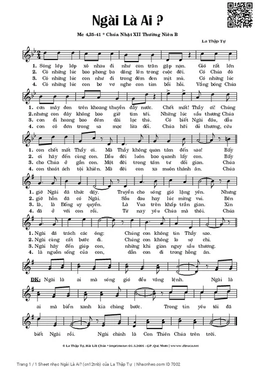 Sheet PDF of Ngài Là Ai? (Chúa Nhật 12 B)