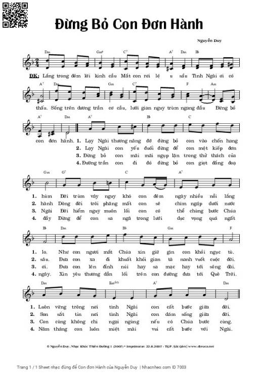 Sheet PDF of Đừng để Con đơn Hành