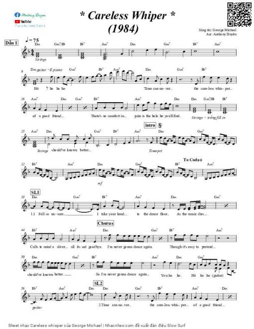 Sheet PDF of Careless whisper