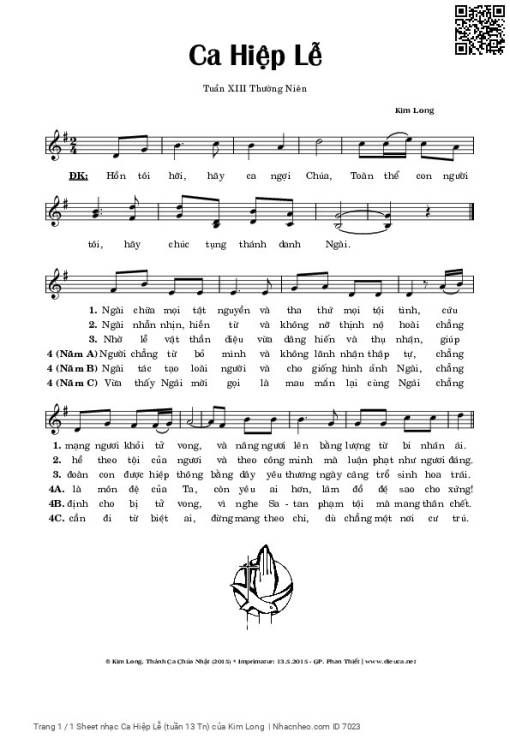 Sheet PDF of Ca Hiệp Lễ (Chúa Nhật tuần 13)