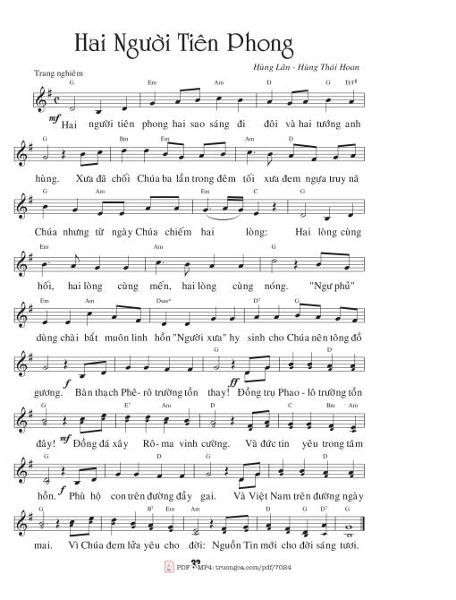 Sheet PDF of Hai Người Tiên Phong