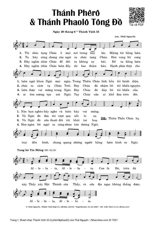 Thánh Vịnh 33 (Mừng thánh phêrô & phaolô)