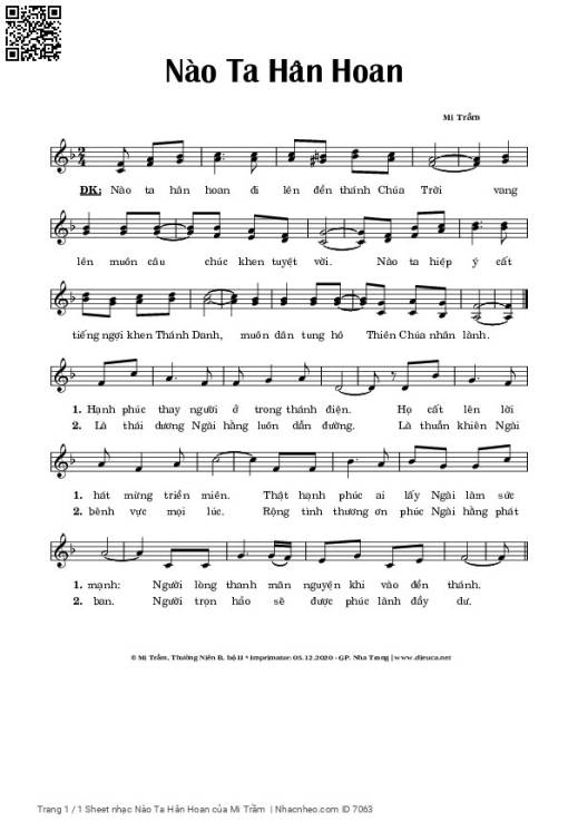 Sheet PDF of Nào Ta Hân Hoan