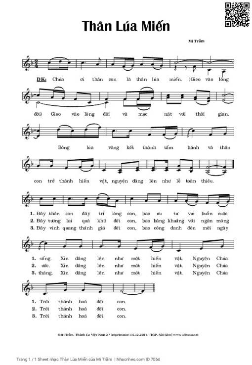 Sheet PDF of Thân Lúa Miến
