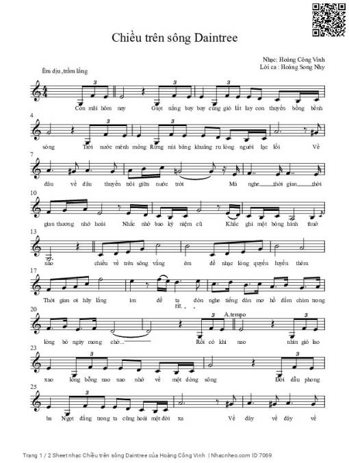 Sheet PDF of Chiều trên sông Daintree