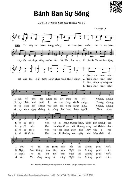 Sheet PDF of Bánh Ban Sự Sống