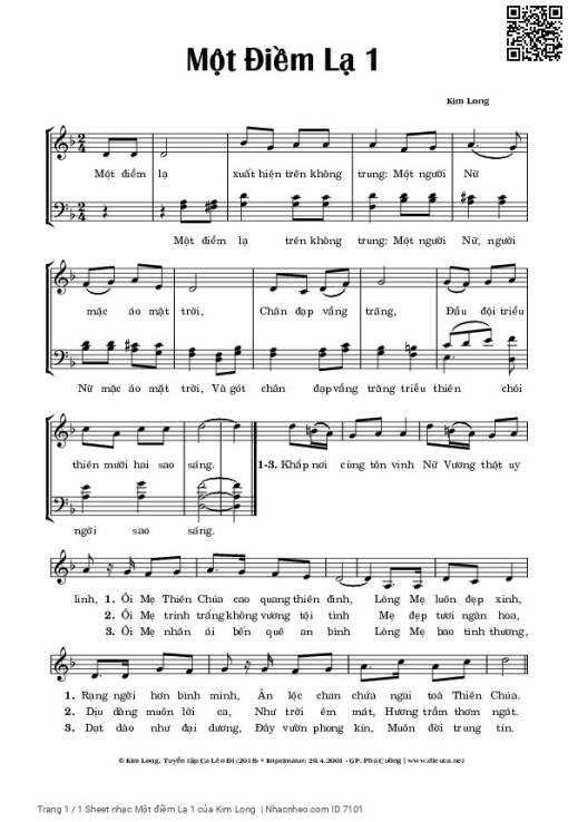 Sheet PDF of Một điềm Lạ 1