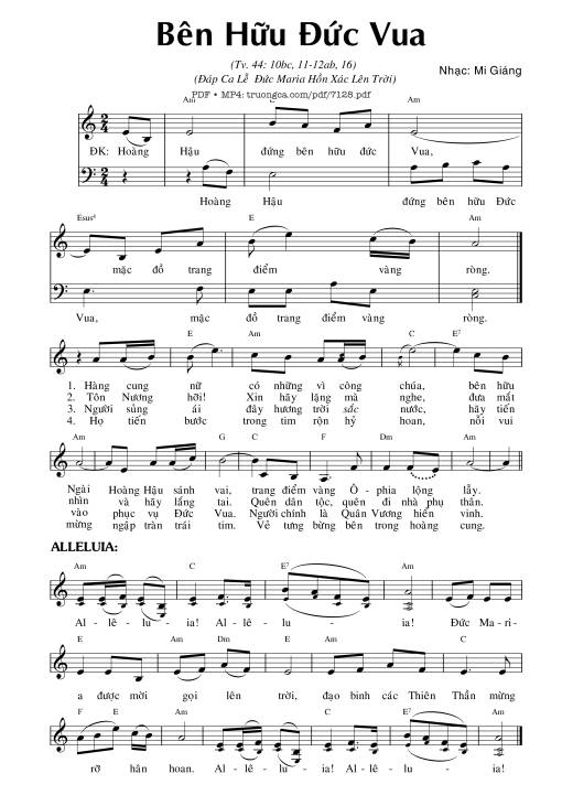 Sheet PDF of Bên Hữu đức Vua (Thánh vịnh 44)