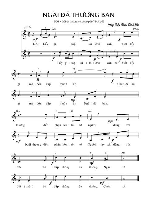 Sheet PDF of Ngài đã thương ban