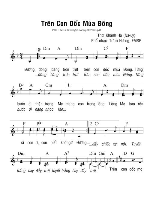 Sheet PDF of Trên Con Dốc Mùa đông