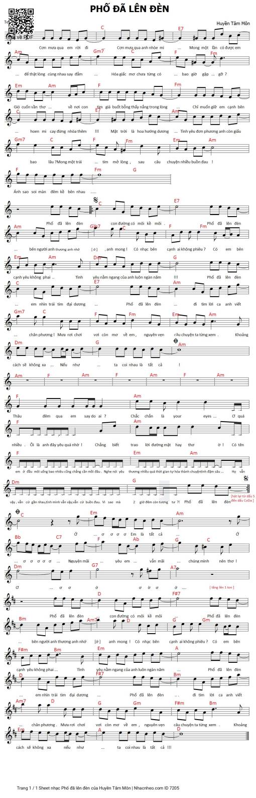 Sheet PDF of Phố đã lên đèn